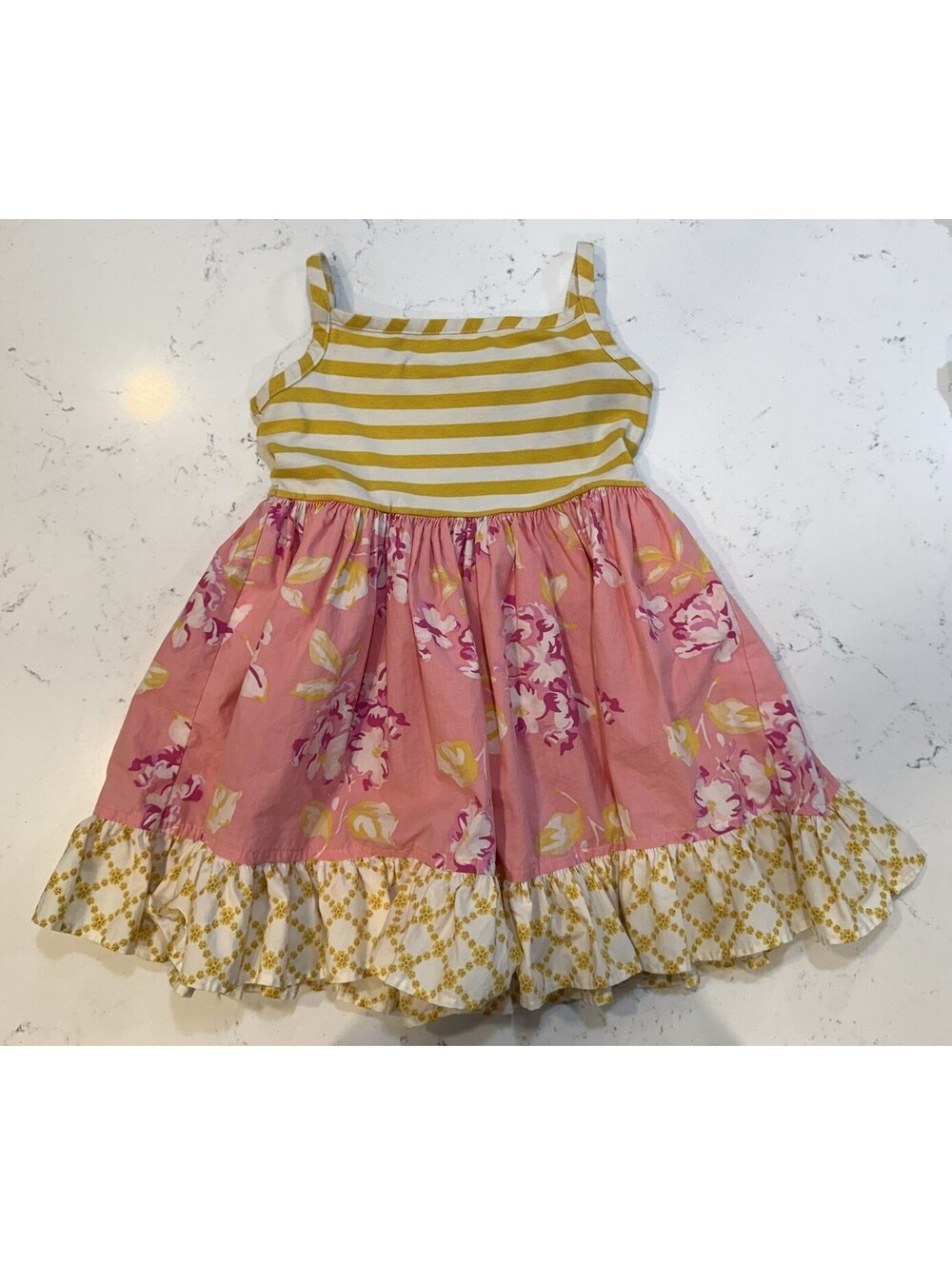 Eleanor Rose Dress Girls Size 2 Toddler Floral Yellow Pink